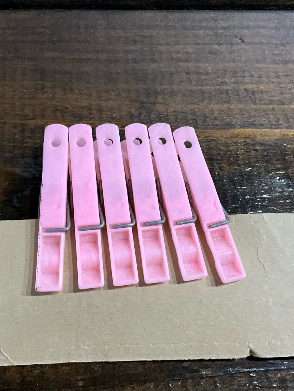 Vintage Lot of 6 Pink Plastic Clothespins Denmark